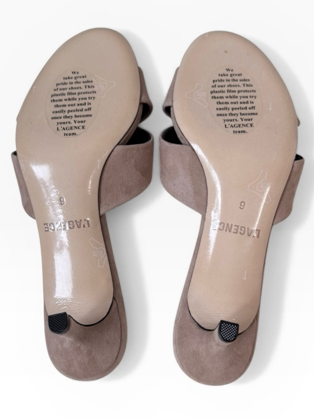 L'AGENCE Aveline Suede Crisscross Kitten Heel Slide Sandal Cappuccino Tan Size 6 - Picture 8 of 12